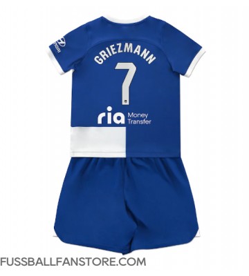 Atletico Madrid Antoine Griezmann #7 Replik Auswärtstrikot Kinder 2023-24 Kurzarm (+ Kurze Hosen)